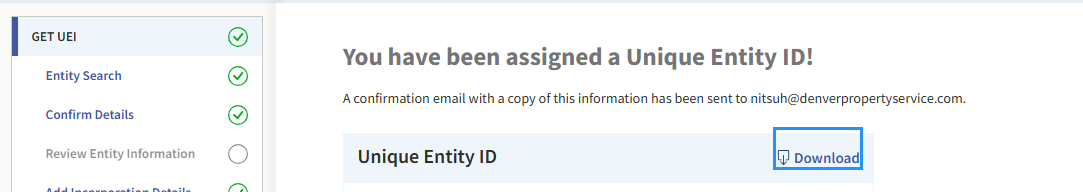 SAM.gov registration step screenshot