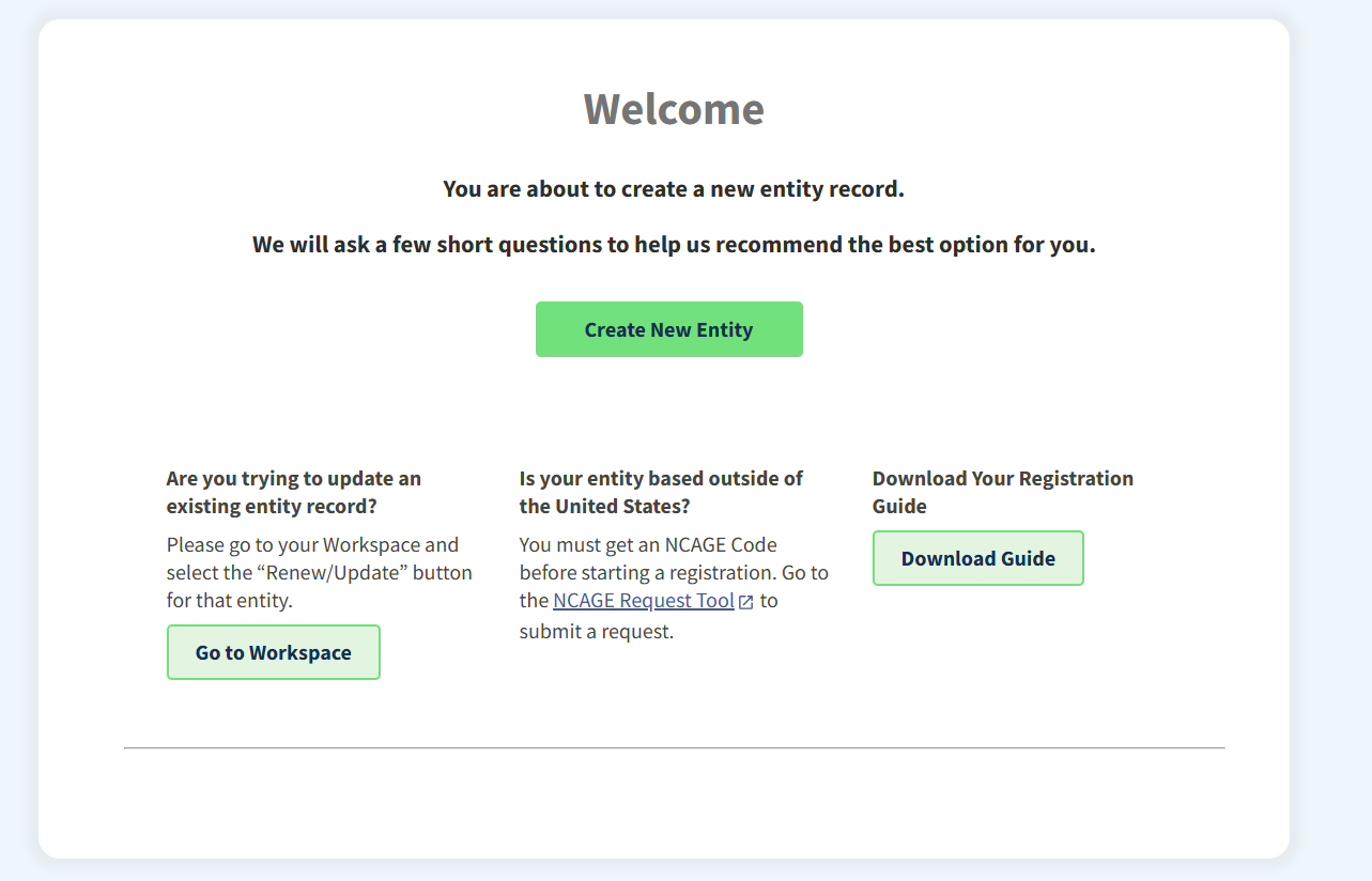 SAM.gov registration step screenshot